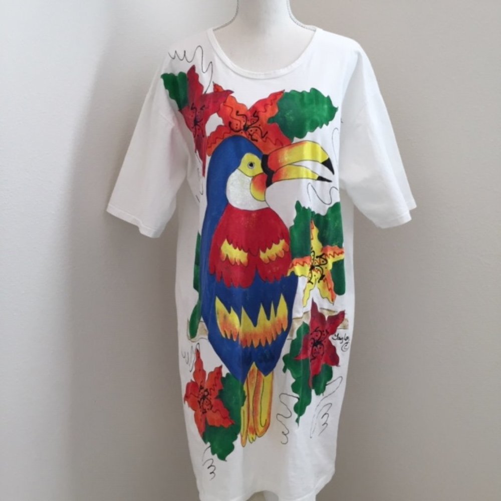 Vintage Handpainted Bright Swim Cover Up